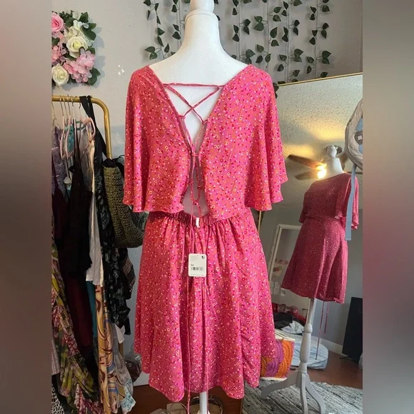 NWT free people Florence mini dress// Pink// Free People// medium - Picture 5 of 7